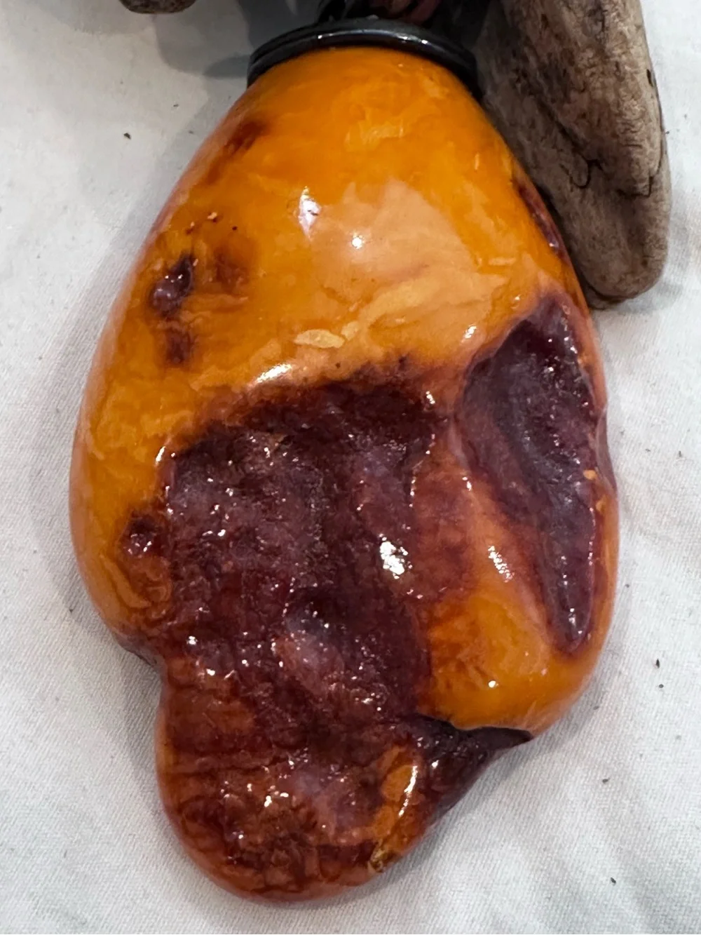 Baltic Raw Polished -Two Tone Natural Resin Pendant Necklace